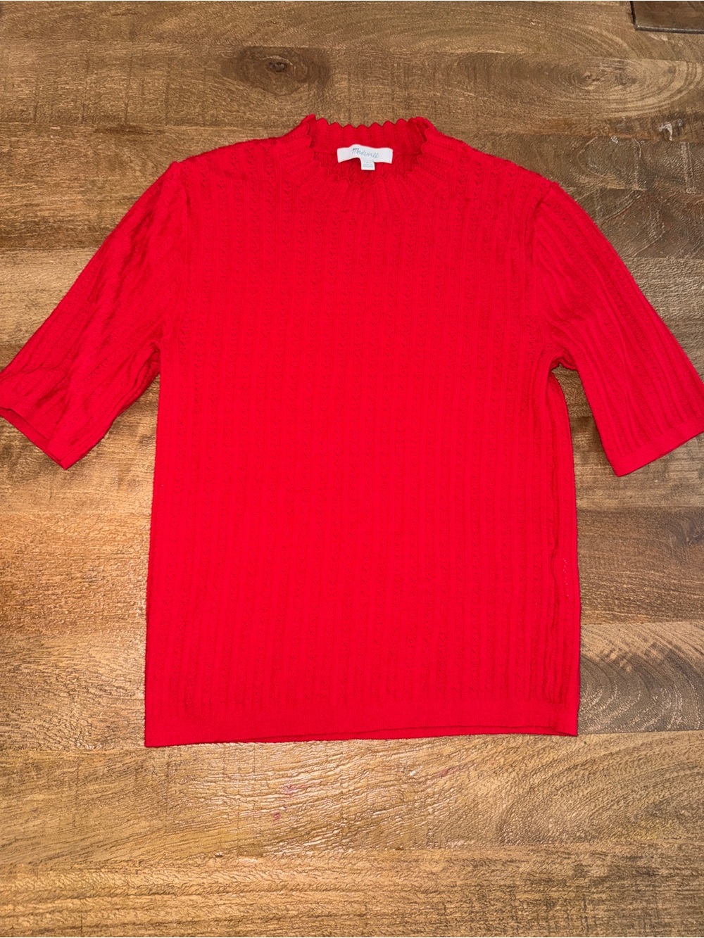 Madewell Scarlet Ribbed Short-Sleeve Sweater